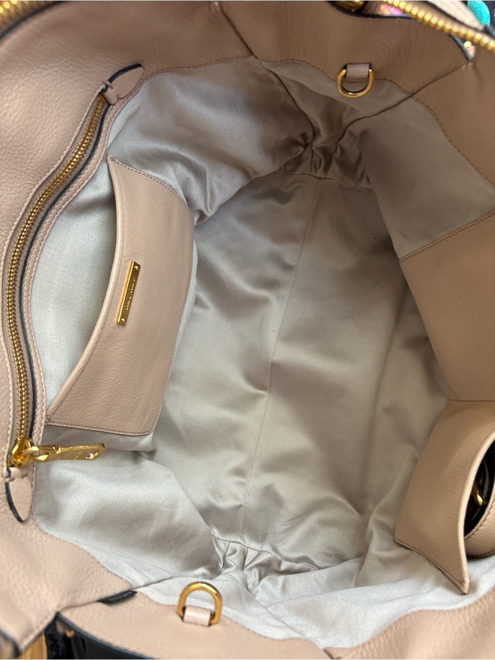 Miu Miu Madras 2 way Handbag Taupe Leather Top-Handle Satchel with Gold Hardware - Picture 3 of 15